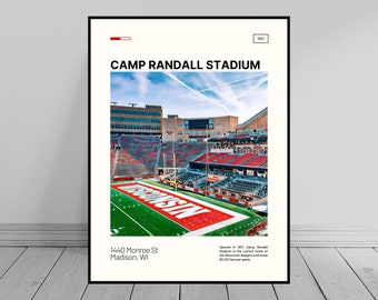 Camp Randall Stadium Print | Wisconsin Badgers Poster | NCAA Stadium Poster | Digital Oil Painting | Modern Art | Digital Travel Art Print
