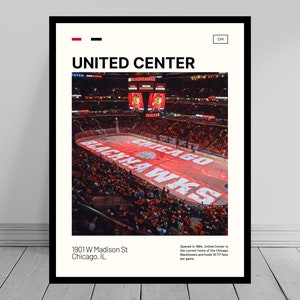 United Center Print | Chicago Blackhawks Poster | NHL Art | NHL Arena Poster | Digital Oil Painting | Modern Art | Digital Travel Art Print