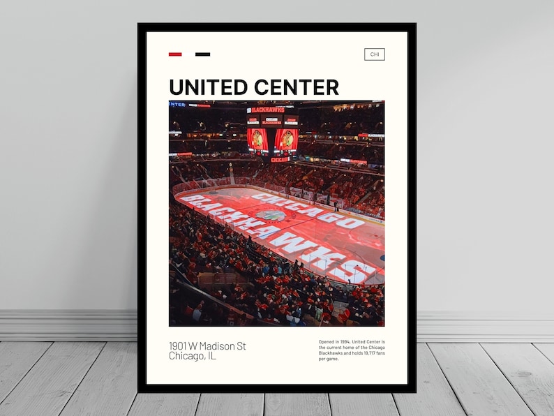 United Center Print Chicago Blackhawks Poster NHL Art NHL Arena Poster Digital Oil Painting Modern Art Digital Travel Art Print Bild 1