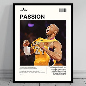 Passion Daily Affirmation Print | Kobe Bryant Motivational Poster | Mid Century Modern | Mental Health Men | Manifest Passion and Money Art