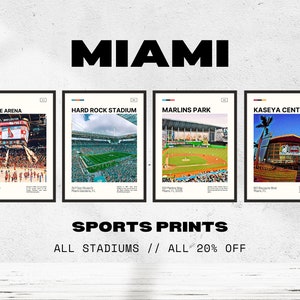 Miami Sports Stadium Digital Print Bundle | Marlins Park | Hard Rock | Kaseya Center | FLA Live | Heat | Marlins | Panthers | Dolphins