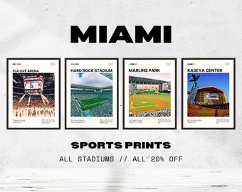 Miami Sports Stadium Digital Print Bundle | Marlins Park | Hard Rock | Kaseya Center | FLA Live | Heat | Marlins | Panthers | Dolphins