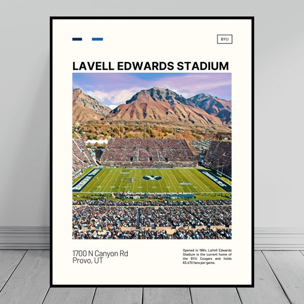 LaVell Edwards Stadium afdrukken | BYU Poema's Poster | NCAA-kunst | NCAA stadionposter | Digitaal olieverfschilderij | Moderne kunst | Digitale kunstdruk