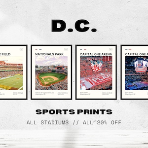 Washington D.C. Sports Stadium Digital Print Bundle | Fedex | Capital One | Nationals Park | Commanders | Phillies | Capitals | Wizards