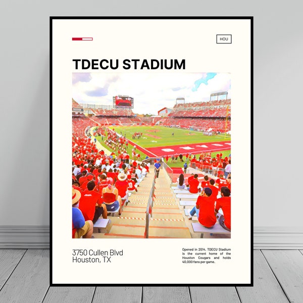 TDECU Stadium Print | Houston Cougars Poster | NCAA Art | NCAA Stadium Poster | Digital Oil Painting | Modern Art | Digital Travel Art Print