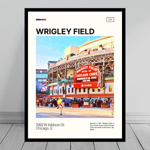 Wrigley Field Print | Chicago Cubs Poster | Ballpark Art | MLB Stadium Poster | Digital Oil Painting | Modern Art | Digital Travel Art Print