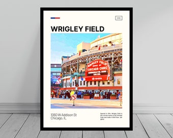 Wrigley Field Print | Chicago Cubs Poster | Ballpark Art | MLB Stadium Poster | Digital Oil Painting | Modern Art | Digital Travel Art Print