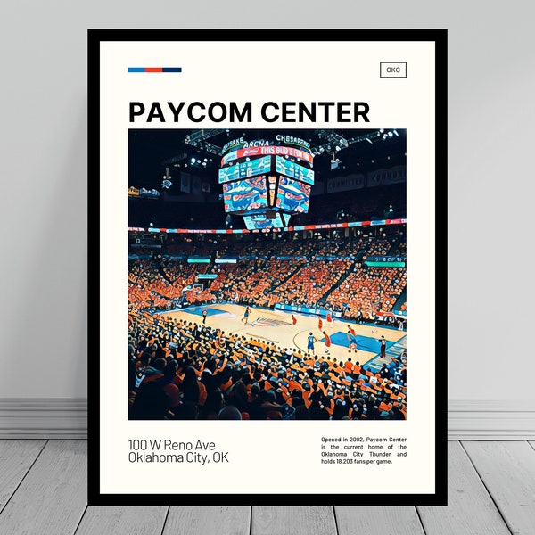 Paycom Center Print | Oklahoma City Thunder Poster | NBA Art | NBA Arena Poster | Digital Oil Painting | Modern Art | Digital Travel Print