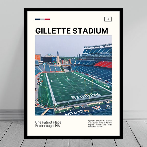 Gillette Stadium Print | New England Patriots Poster | NFL Art | NFL Stadium Poster | Digital Oil Painting | Modern Art | Digital Travel Art