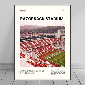 Razorback Stadium Print | Arkansas Football Poster Art | College Stadium Poster | Digital Oil Painting | Modern Art | Digital Travel Art