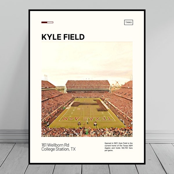 Kyle Field Print | Texas A&M Aggies Poster | NCAA Art | NCAA Stadium Poster | Digital Oil Painting | Modern Art | Digital Travel Art Print