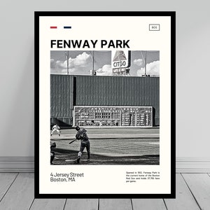 Fenway Park Vintage Green Monster Print | Boston Red Sox Poster | Black and White Stadium Poster | Digital Oil Painting | Retro Print