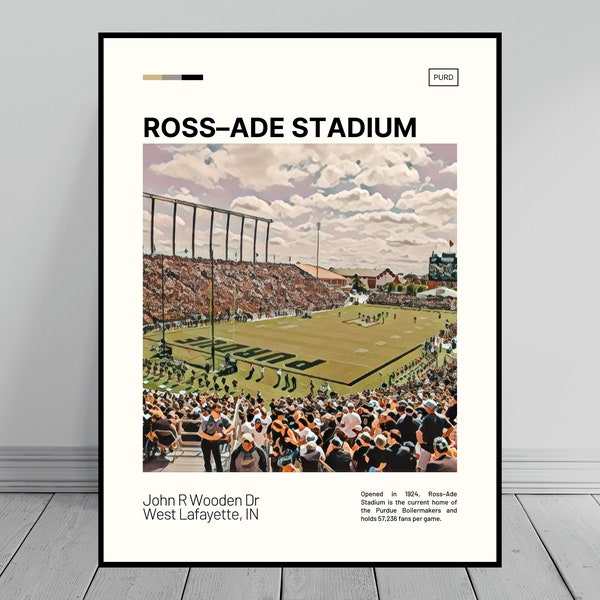 Ross–Ade Stadium Print | Purdue Boilermakers Poster | NCAA Stadium Poster | Digital Oil Painting | Modern Art | Digital Travel Art Print