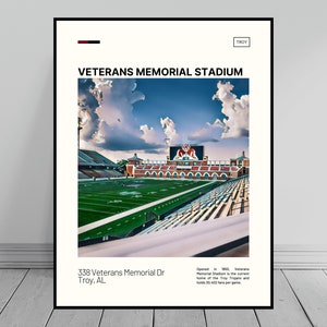 Veterans Memorial Stadium Print | Troy Trojans Poster | NCAA Stadium Poster | Digital Oil Painting | Modern Art | Digital Travel Art Print