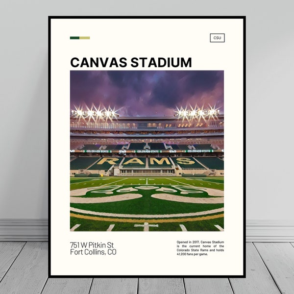 Canvas Stadium Print | Colorado State Rams Poster | NCAA Art | NCAA Stadium Poster | Digital Oil Painting | Modern Art | Digital Travel Art