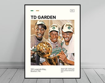 TD Garden Print | Boston Celtics Poster | Celtics Big 3 | NBA Arena Poster | Digital Oil Painting | Modern Art | Digital Travel Art Print