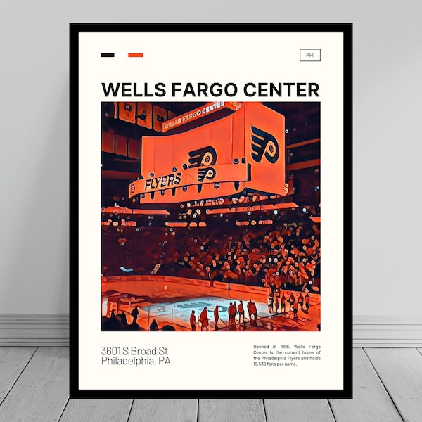 Wells Fargo Center Print | Philadelphia Flyers Poster | NHL Art | NHL Arena Poster | Digital Oil Painting | Modern Art | Digital Travel