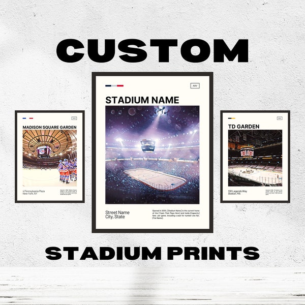 Benutzerdefinierte Hockey Stadion Poster | Personalisiertes Hockey Poster | Hockey NHL Baseball Arena Poster | Digitale Malerei | Sport Geschenk