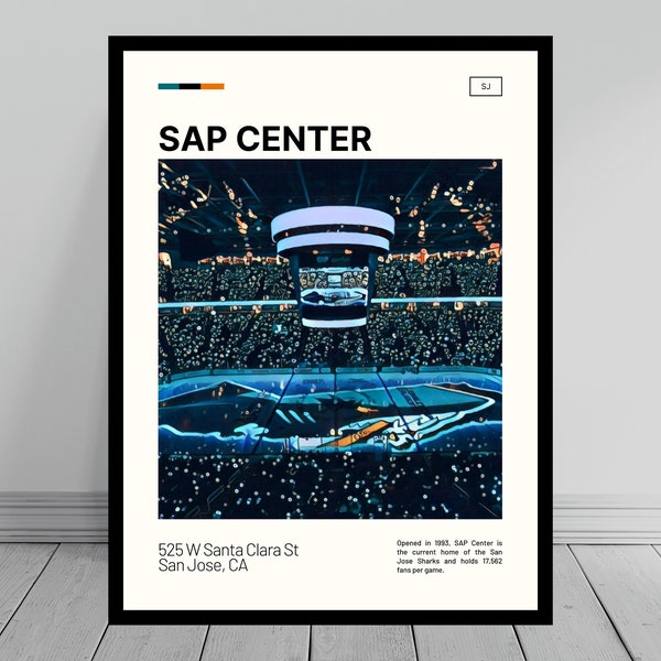 SAP Center Print | San Jose Sharks Poster | NHL Art | NHL Arena Poster | Digital Oil Painting | Modern Art | Digital Travel Art Print