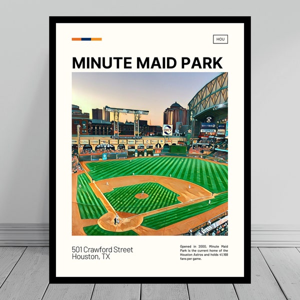 Minute Maid Park Print | Houston Astros Poster | Ballpark Art | MLB Stadium Poster | Digital Oil Painting | Modern Art | Digital Travel Art