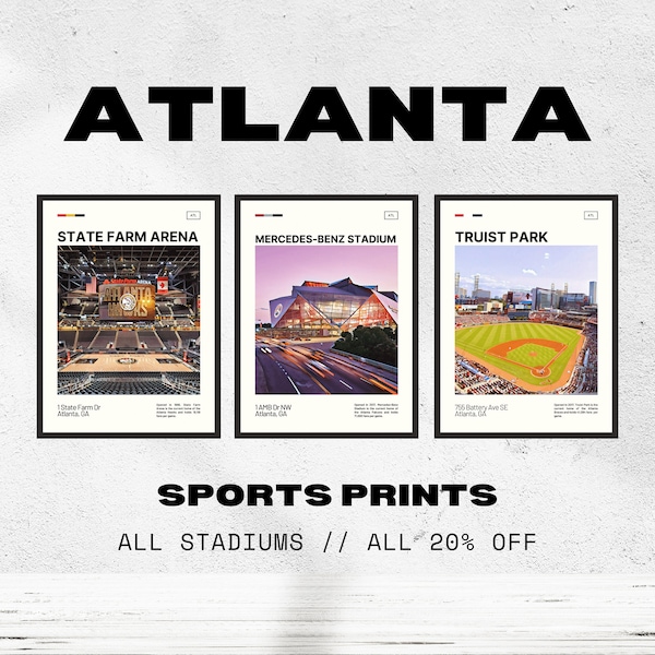 Atlanta Sports Stadium Digital Print Bundle | Mercedes-Benz | State Farm Arena | Truist Park | Digital Oil Paint | Hawks | Falcons | Braves