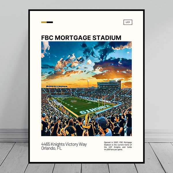 FBC Mortgage Stadium Print | UCF Knights Poster | NCAA Art | Football Stadium Poster | Digital Oil Painting | Modern Art | Digital Print