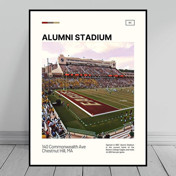 Alumni Stadium Print | Boston College Eagles Poster | NCAA Art | NCAA Stadium Poster | Digital Oil Painting | Modern Art | Digital Art Print