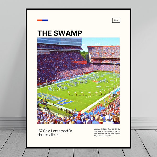 The Swamp Florida Gators Stadium Print | Florida Gators Poster | NCAA Stadium Poster | Digital Oil Painting | Modern Art | Digital Travel