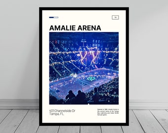 Amalie Arena Print | Tampa Bay Lightning Poster | NHL Art | NHL Arena Poster | Digital Oil Painting | Modern Art | Digital Travel Art Print
