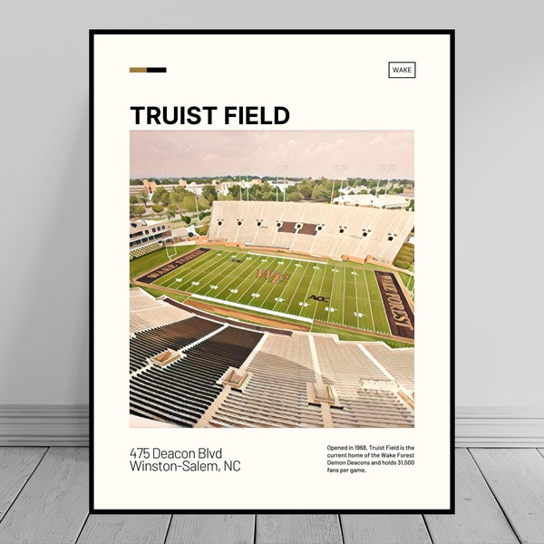 Truist Field Print | Wake Forest Demon Deacons Poster | NCAA Stadium Poster | Digital Oil Painting | Modern Art | Digital Travel Art Print