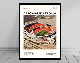 Arrowhead Stadium Print | Kansas City Chiefs Poster | NFL Art | NFL Stadium Poster | Digital Oil Painting | Modern Art | Digital Travel Art