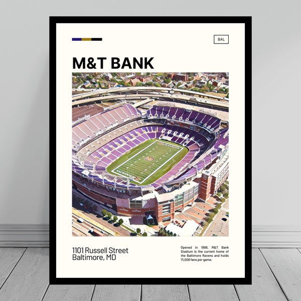 M&T Bank Stadium Print | Baltimore Ravens Poster | NFL Art | NFL Stadium Poster | Digital Oil Painting | Modern Art | Digital Travel Print