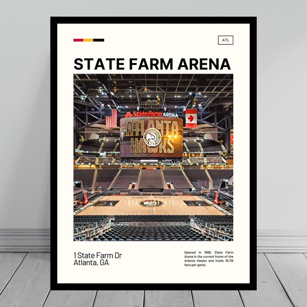 State Farm Arena Print | Atlanta Hawks Poster | NBA Art | NBA Arena Poster | Digital Oil Painting | Modern Art | Digital Travel Art Print