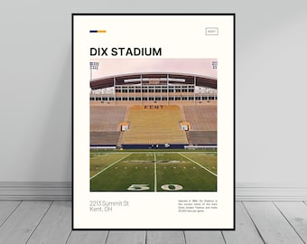 Dix Stadium Print | Kent State Golden Flashes Poster | NCAA Stadium Poster | Digital Oil Painting | Modern Art | Digital Travel Art Print