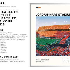 JordanHare Stadium Print Auburn Tigers Poster NCAA Art CFB Stadium Poster Digital Oil Painting Modern Art Digital Travel Print image 3