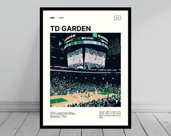 TD Garden Print | Boston Celtics Poster | NBA Art | NBA Arena Poster | Digital Oil Painting | Modern Art | Digital Travel Art Print