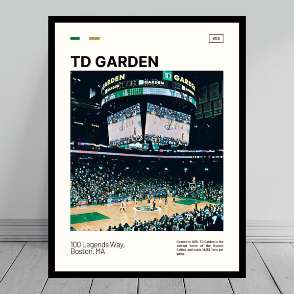 TD Garden Print | Boston Celtics Poster | NBA Art | NBA Arena Poster | Digital Oil Painting | Modern Art | Digital Travel Art Print