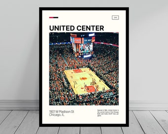 United Center Print | Chicago Bulls Poster | NBA Art | NBA Arena Poster | Digital Oil Painting | Modern Art | Digital Travel Art Print