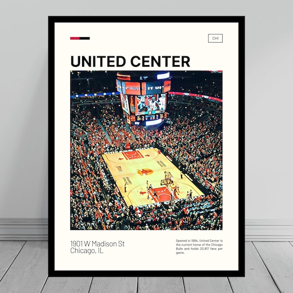 United Center Print | Chicago Bulls Poster | NBA Art | NBA Arena Poster | Digital Oil Painting | Modern Art | Digital Travel Art Print