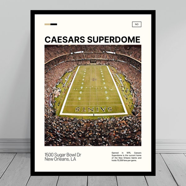 Caesars Superdome Print | New Orleans Saints Poster | NFL Art | NFL Stadium Poster | Digital Oil Painting | Modern Art | Digital Travel Art