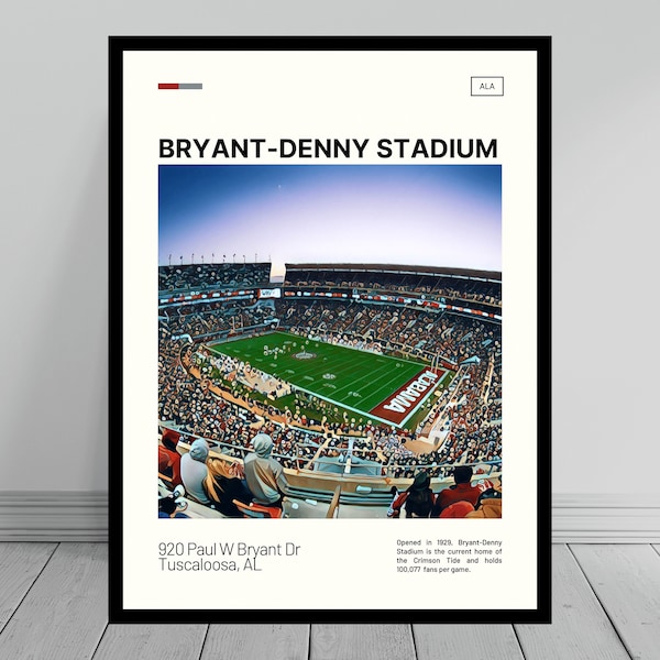 Bryant-Denny Stadium Print | Alabama Football Poster | Crimson Tide College Stadium Poster | Digital Oil | Modern Art | Digital Travel Art