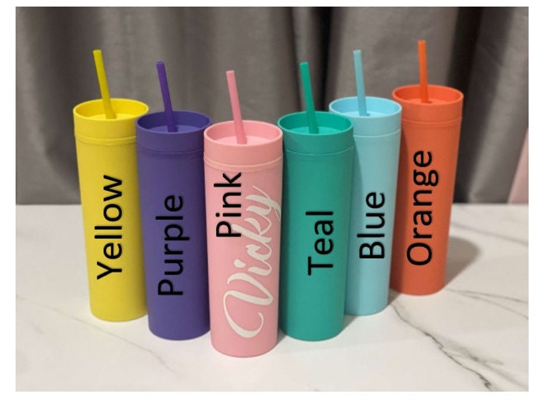 Personalized Matte Tumbler With Straw, Custom Matte Tumbler, Skinny