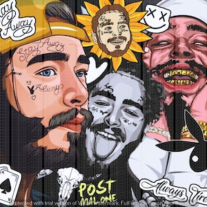 Post Malone collage digital download for sublimation.  PNG file