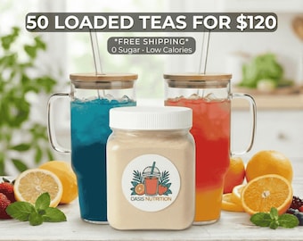 Bulk Loaded Tea Powder – 50 Servings | Sugar Free Energy Tea Mix | Reusable Jar