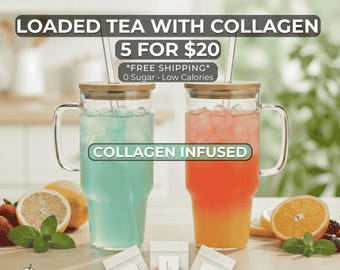 Collagen Loaded Tea – 5 Pack | Sugar-Free Energy Drink Mix | Beauty Tea with Collagen | Choose Any Flavors