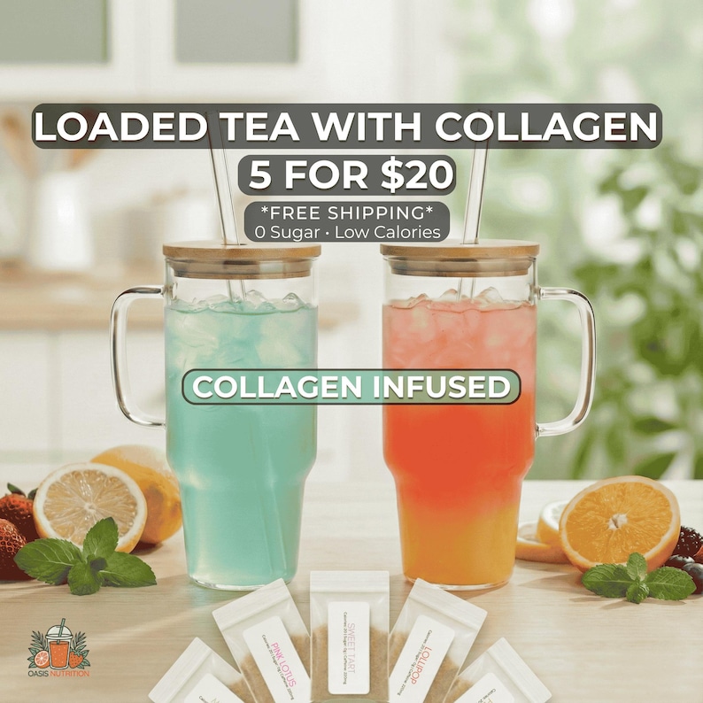 Collagen Loaded Tea – 5 Pack | Sugar-Free Energy Drink Mix | Beauty Tea with Collagen | Choose Any Flavors immagine 1