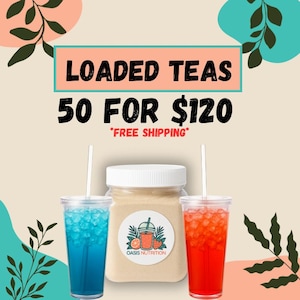 Bulk Loaded Tea Mix | 50 Servings in Reusable Jar | Vitamin Energy Drink Powder | Sugar-Free | With Scoop | Free Shipping