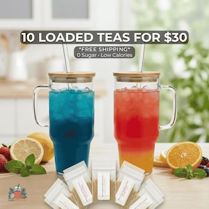10 Pack Loaded Tea Powder | Sugar-Free Energy Drink Mix | Custom Flavors | Hydration Drink | Vitamin-Infused