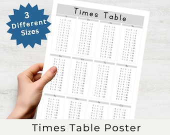 Sumbox Poster Maths Poster Tables Multiplication Sumbox A3 - Laminé Bleu - Effaçable à Sec - Pour Enfants École Table Multiplication