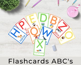 Flashcards ABC's for preschool kids Boy color scheme